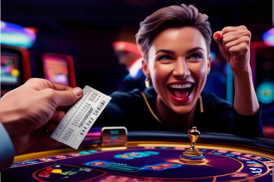 A person playing online slots in an online casino